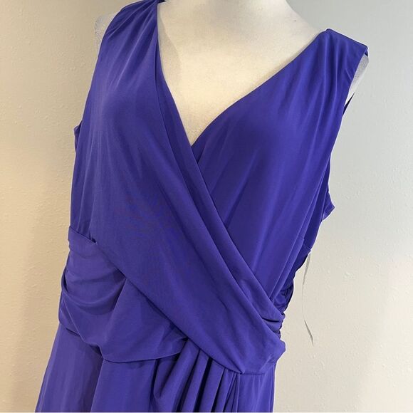 Chaps Vivid violet purple color Sleeveless v-neck Midi formal Dress size 16W - Picture 2 of 12